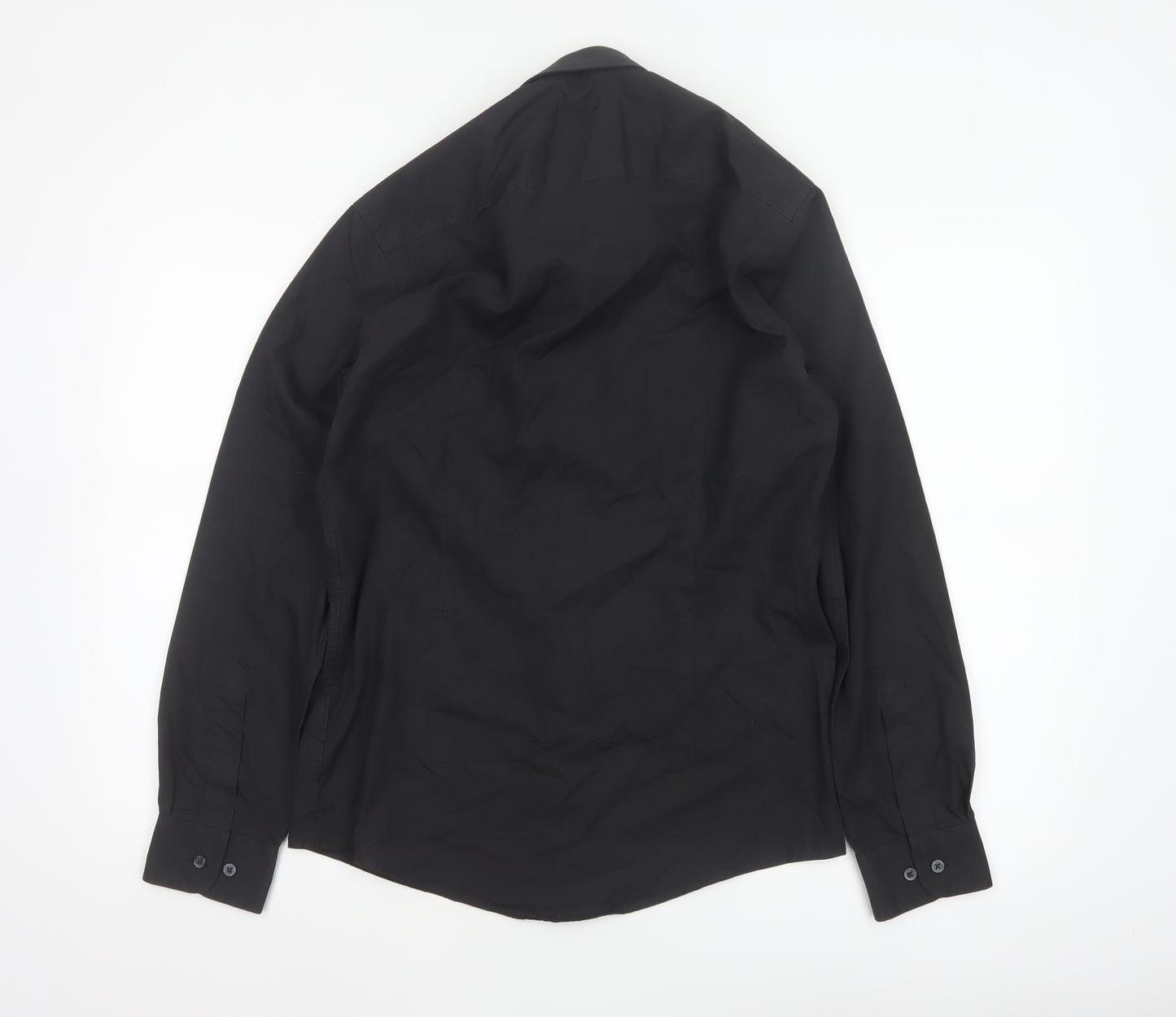 Jack Reid Men's Black 14.5 Easy Care Long Sleeve Button-Up Shirt