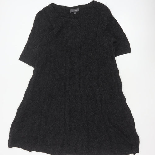 Per Una Women Black Wool Blend A-Line Jumper Dress UK 20 Knit