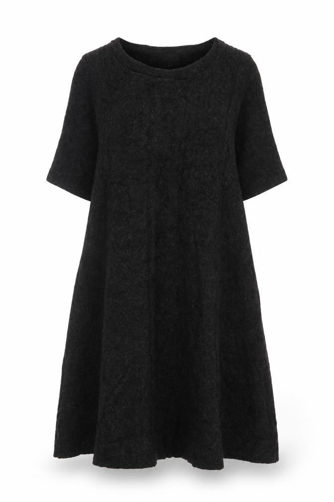 Per Una Women Black Wool Blend A-Line Jumper Dress UK 20 Knit