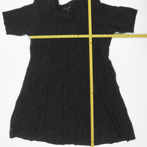 Per Una Women Black Wool Blend A-Line Jumper Dress UK 20 Knit