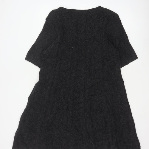 Per Una Women Black Wool Blend A-Line Jumper Dress UK 20 Knit