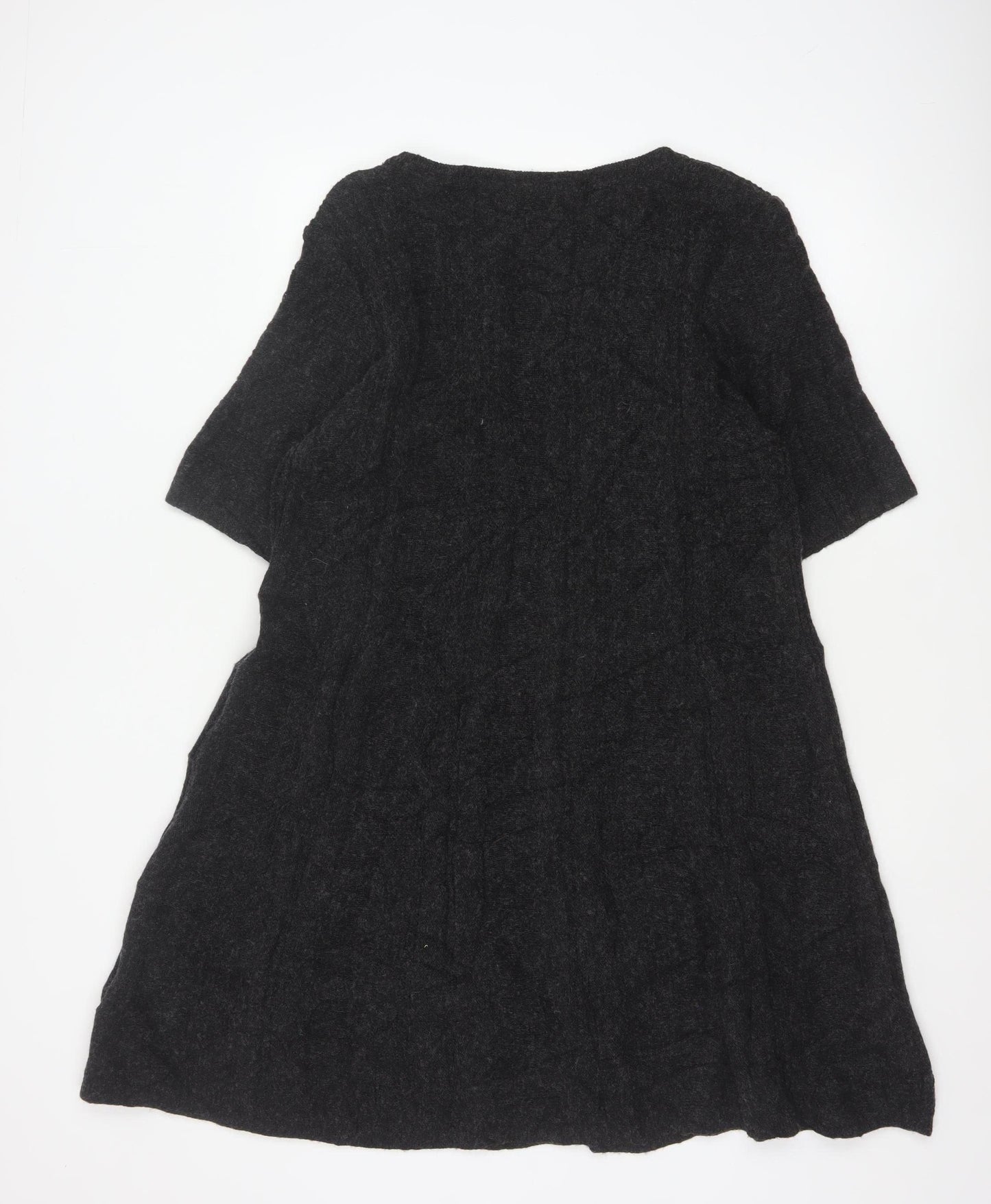 Per Una Women Black Wool Blend A-Line Jumper Dress UK 20 Knit