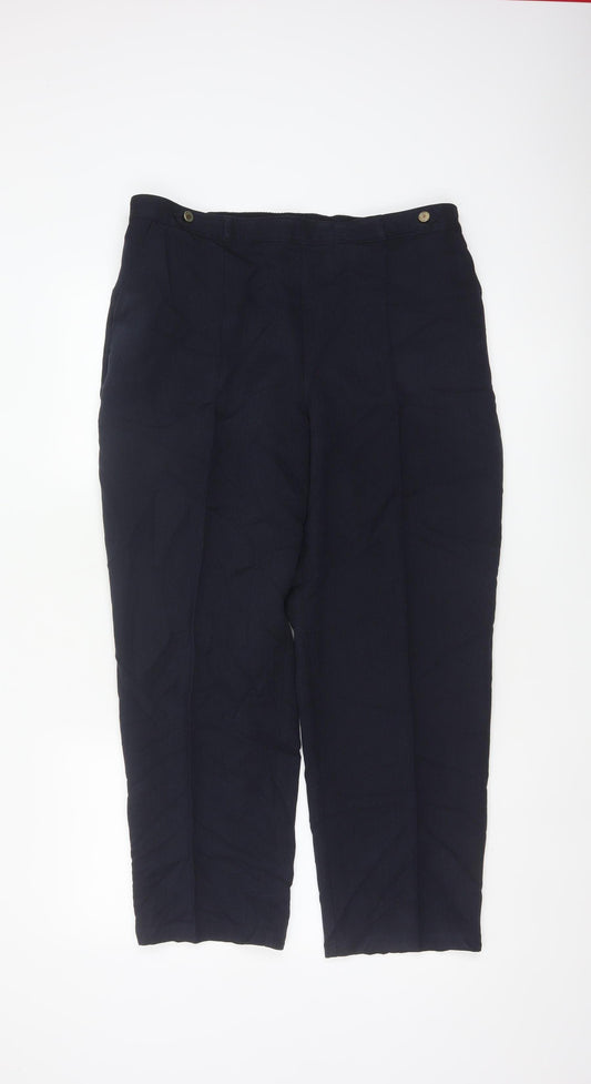 M&S Women’s Black UK 16 Short Straight Leg Elastic Waist Trousers