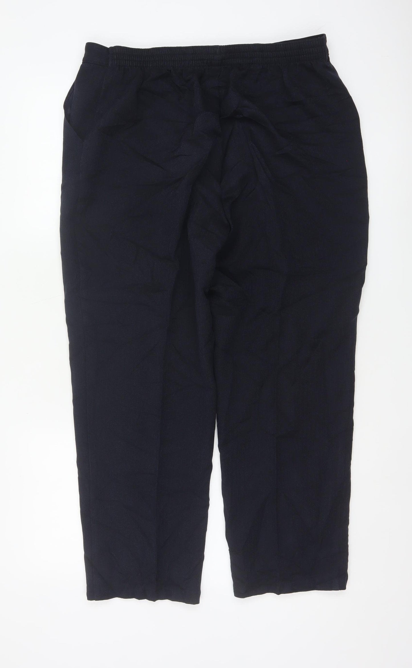 M&S Women’s Black UK 16 Short Straight Leg Elastic Waist Trousers