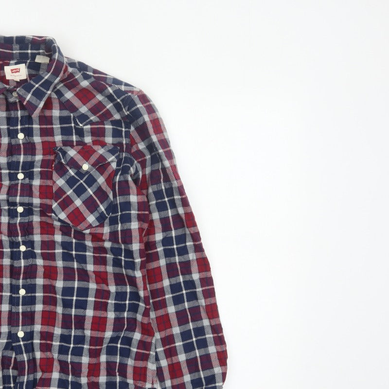 Additional view of Levi's Men's Multicoloured S Plaid Flannel Snap Button-Up Shirt