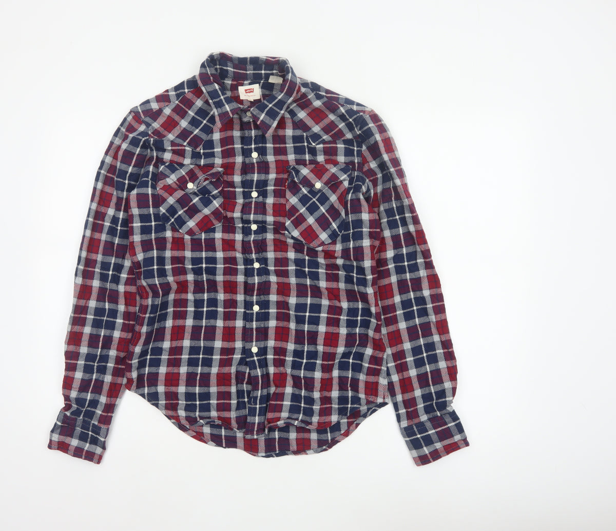Back view of Levi's Men's Multicoloured S Plaid Flannel Snap Button-Up Shirt