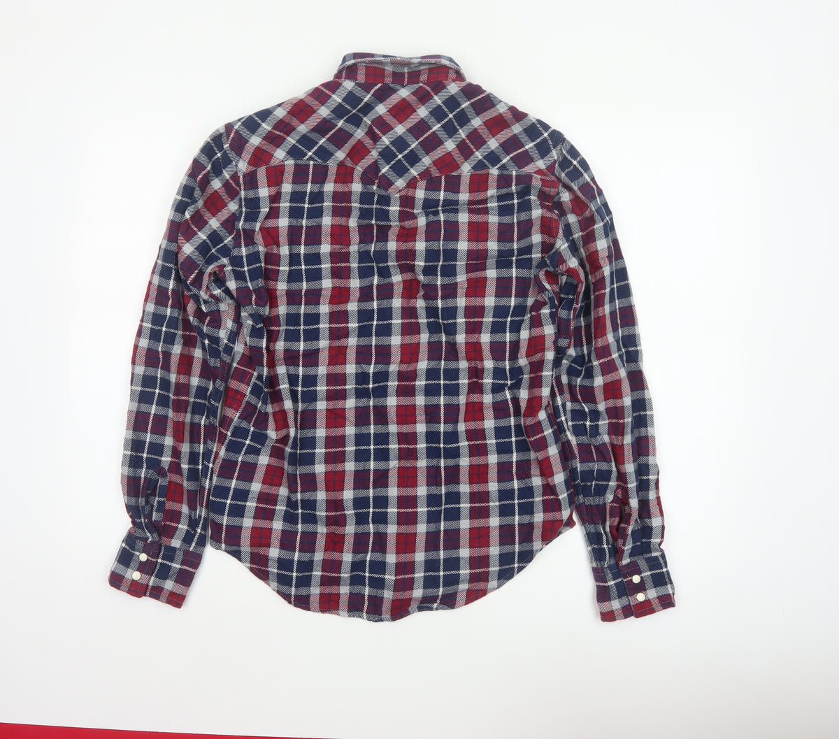 Brand and care label for Levi's Men's Multicoloured S Plaid Flannel Snap Button-Up Shirt