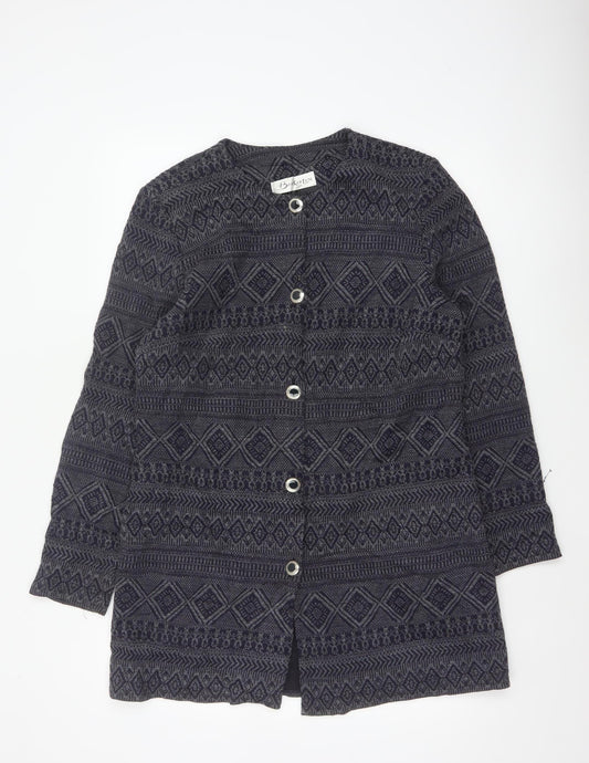 Berkertex Women’s Black Grey Geometric Knit Long Coatigan UK 16