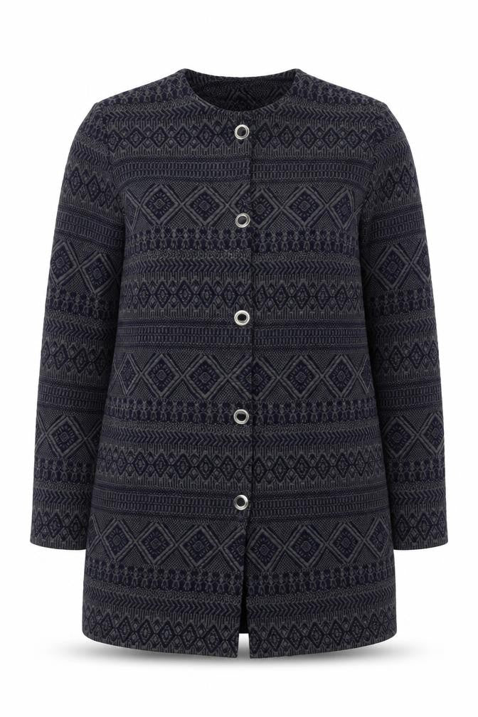 Berkertex Women’s Black Grey Geometric Knit Long Coatigan UK 16