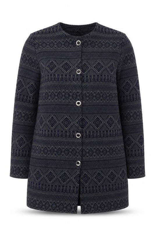 Berkertex Women’s Black Grey Geometric Knit Long Coatigan UK 16