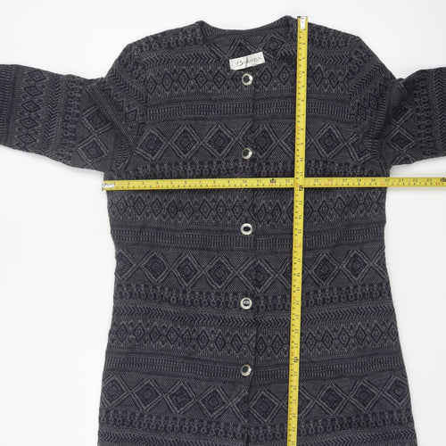 Berkertex Women’s Black Grey Geometric Knit Long Coatigan UK 16