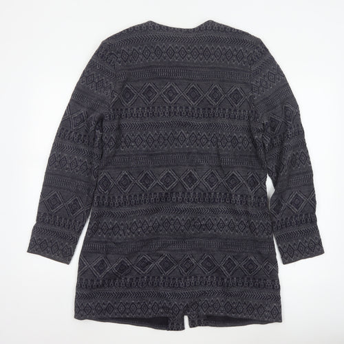 Berkertex Women’s Black Grey Geometric Knit Long Coatigan UK 16