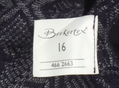 Berkertex Women’s Black Grey Geometric Knit Long Coatigan UK 16