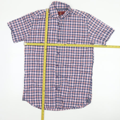 Harvey Parker Men’s Blue Check Short Sleeve Button-Up Shirt Size S