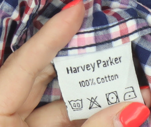 Harvey Parker Men’s Blue Check Short Sleeve Button-Up Shirt Size S