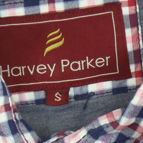 Harvey Parker Men’s Blue Check Short Sleeve Button-Up Shirt Size S