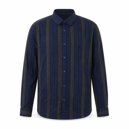 Ben Sherman Men Blue Black Striped Button-Up Shirt M Long Sleeve