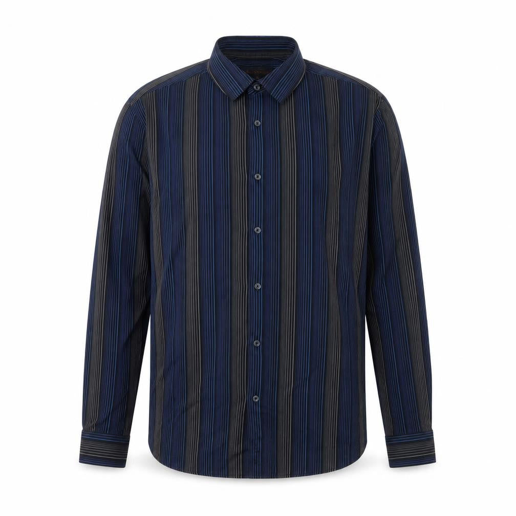 Ben Sherman Men Blue Black Striped Button-Up Shirt M Long Sleeve