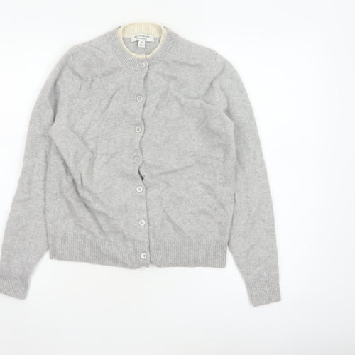 Autograph Women Grey Cashmere Cardigan Size 10 Crew Neck Button Knit