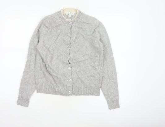Autograph Women Grey Cashmere Cardigan Size 10 Crew Neck Button Knit