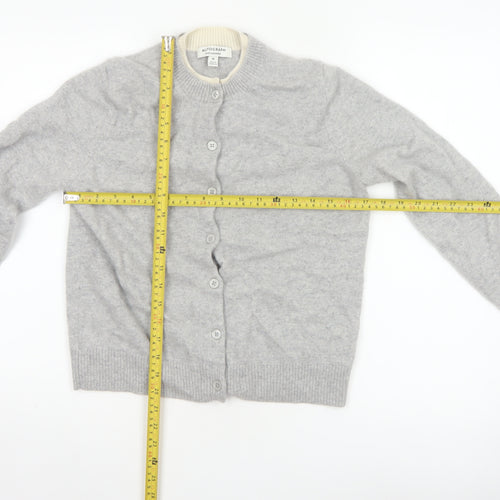 Autograph Women Grey Cashmere Cardigan Size 10 Crew Neck Button Knit