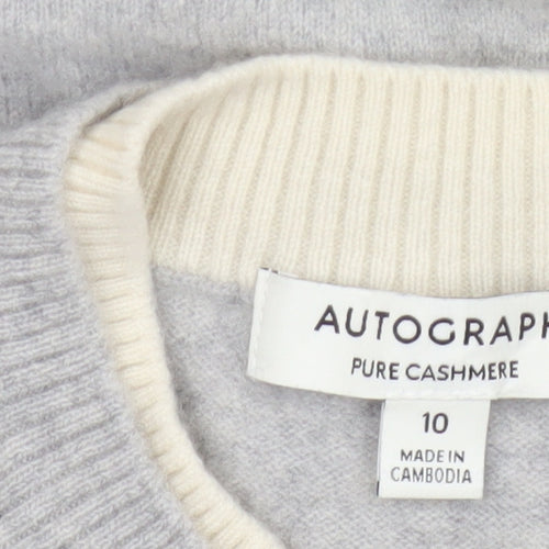 Autograph Women Grey Cashmere Cardigan Size 10 Crew Neck Button Knit