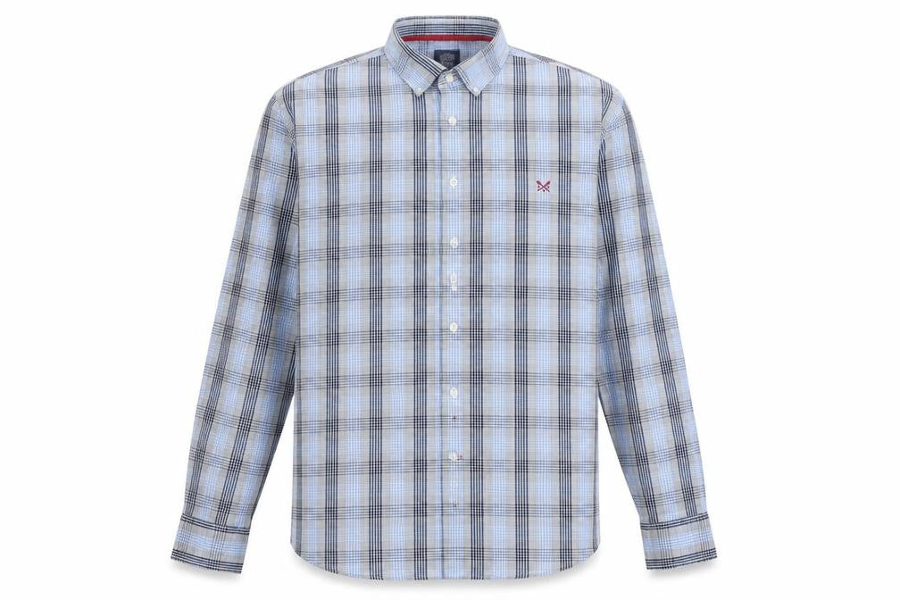 Crew Clothing Co. Men’s Blue Check 2XL Classic Fit Button-Down Shirt