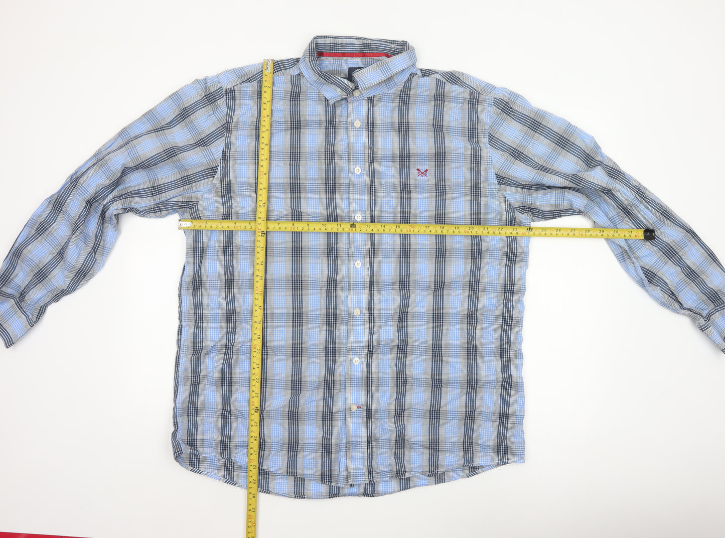 Crew Clothing Co. Men’s Blue Check 2XL Classic Fit Button-Down Shirt