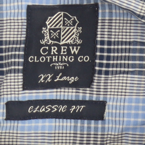 Crew Clothing Co. Men’s Blue Check 2XL Classic Fit Button-Down Shirt