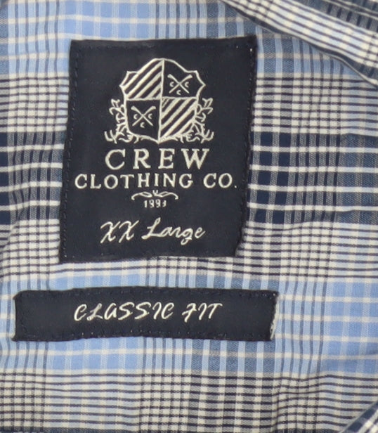 Crew Clothing Co. Men’s Blue Check 2XL Classic Fit Button-Down Shirt