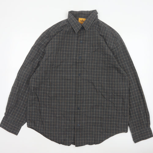 Timberland Men Grey Check XL Cotton Long Sleeve Button-Up Shirt