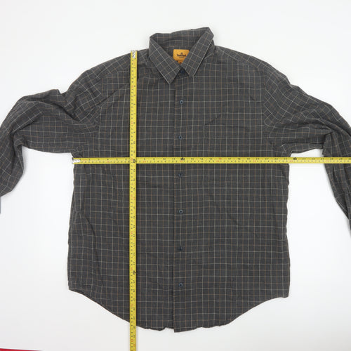 Timberland Men Grey Check XL Cotton Long Sleeve Button-Up Shirt