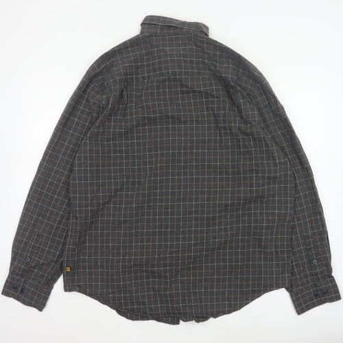 Timberland Men Grey Check XL Cotton Long Sleeve Button-Up Shirt