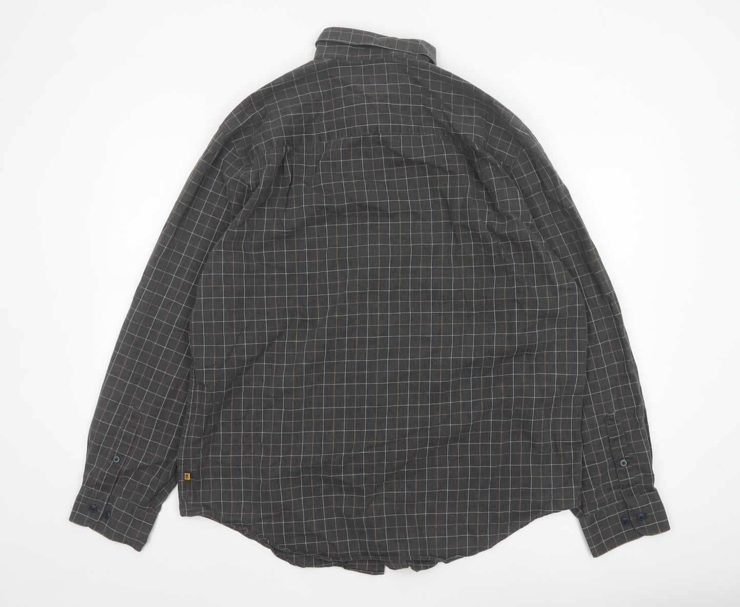 Timberland Men Grey Check XL Cotton Long Sleeve Button-Up Shirt