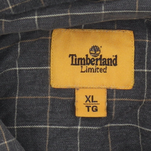 Timberland Men Grey Check XL Cotton Long Sleeve Button-Up Shirt