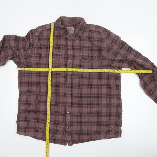 Fat Face Men Pink Check 2XL Button-Down Long Sleeve Cotton Shirt