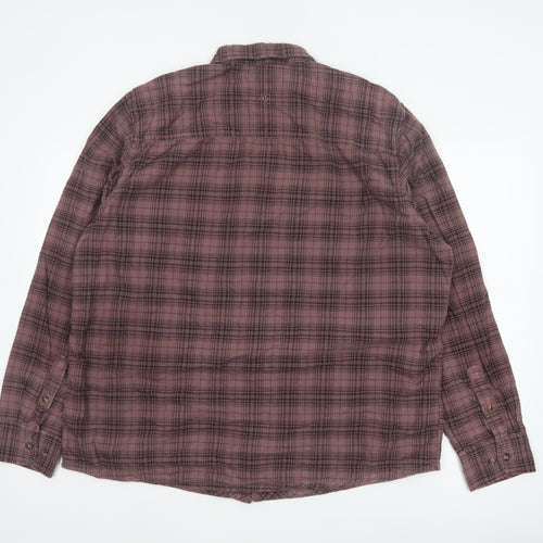 Fat Face Men Pink Check 2XL Button-Down Long Sleeve Cotton Shirt