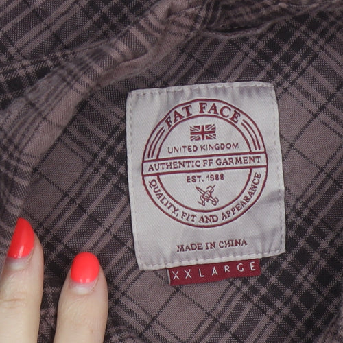Fat Face Men Pink Check 2XL Button-Down Long Sleeve Cotton Shirt