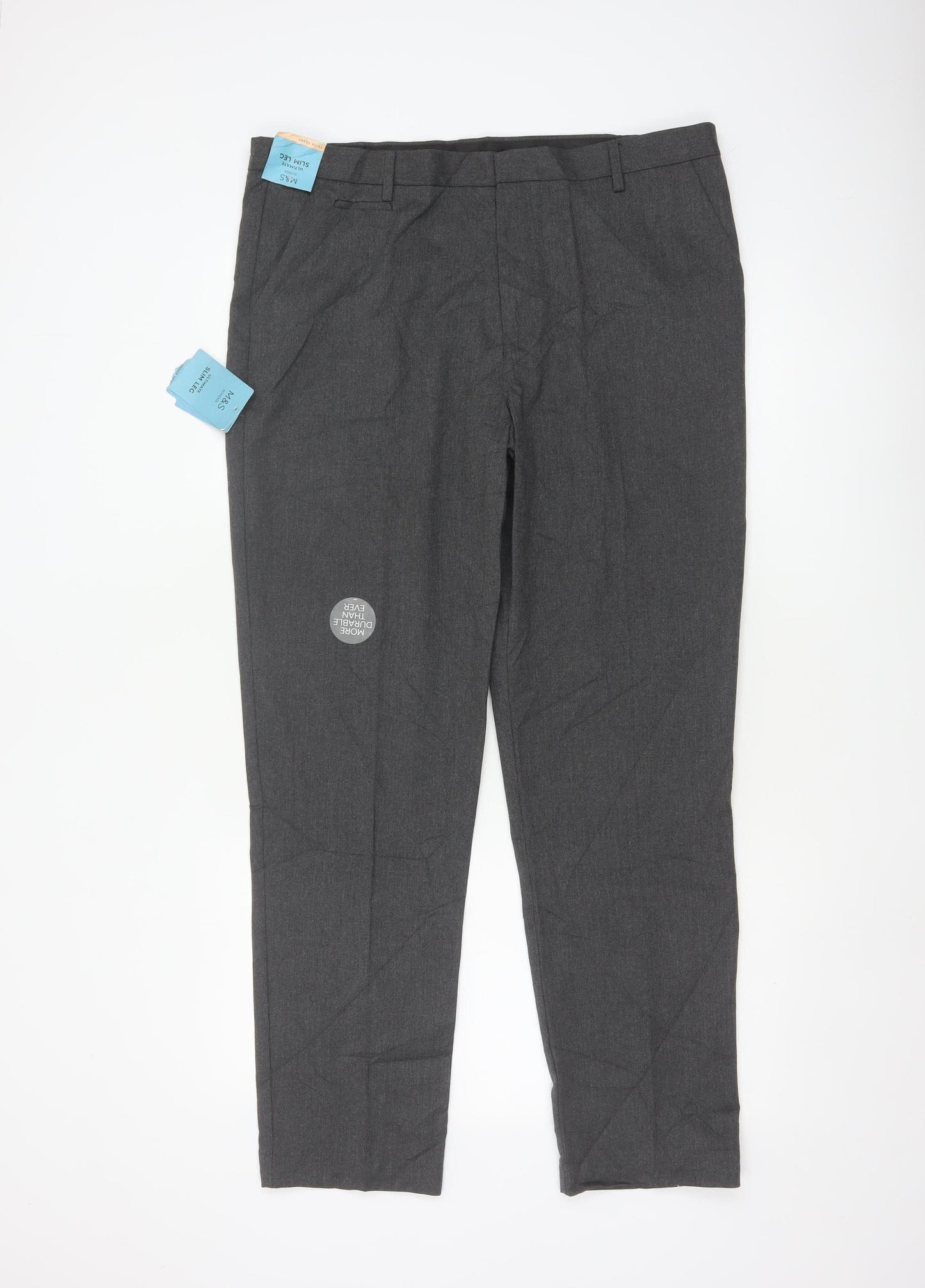 Marks & Spencer Boys Grey 18 Plus Slim Leg School Trousers NWT