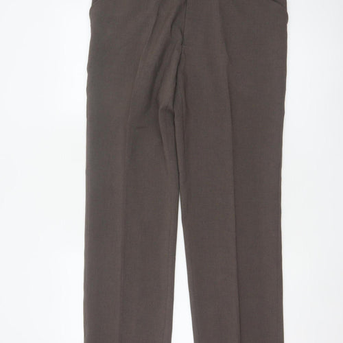 Farah Men’s Brown 34 L31 Straight Dress Trousers Polyester