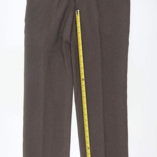 Farah Men’s Brown 34 L31 Straight Dress Trousers Polyester