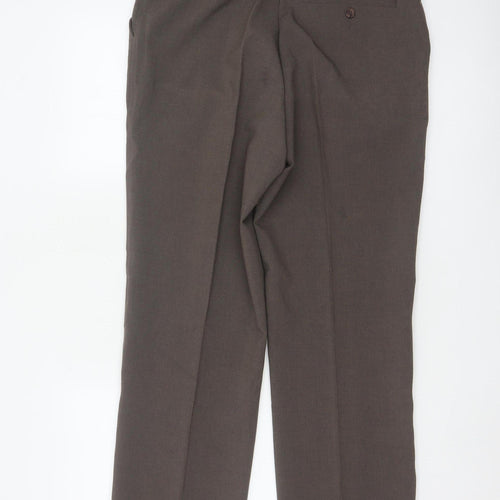Farah Men’s Brown 34 L31 Straight Dress Trousers Polyester