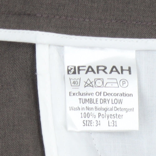 Farah Men’s Brown 34 L31 Straight Dress Trousers Polyester