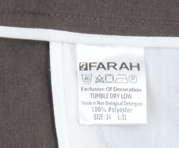 Farah Men’s Brown 34 L31 Straight Dress Trousers Polyester