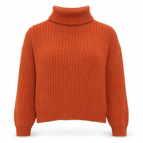 Threadbare Women Orange UK 10 Chunky Knit Roll Neck Pullover Jumper