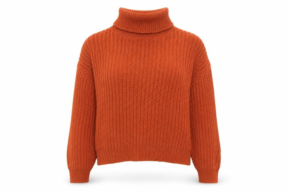 Threadbare Women Orange UK 10 Chunky Knit Roll Neck Pullover Jumper