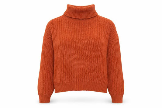 Threadbare Women Orange UK 10 Chunky Knit Roll Neck Pullover Jumper