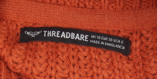 Threadbare Women Orange UK 10 Chunky Knit Roll Neck Pullover Jumper