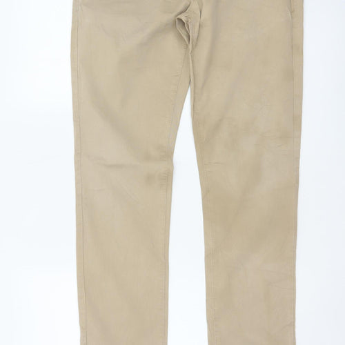 Zara Men Beige Slim Tapered Chino Trousers Size M W31