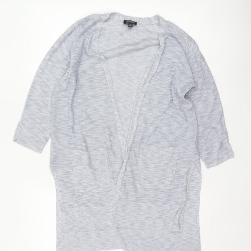 Jones New York Women Grey Size S Open Knit Longline Cardigan Pockets